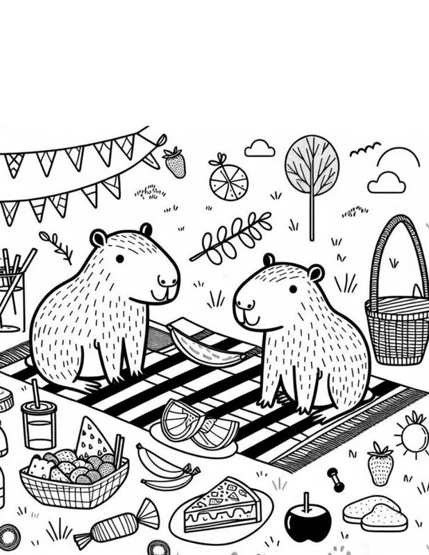Tranh tô màu Capybara vui nhộn 36