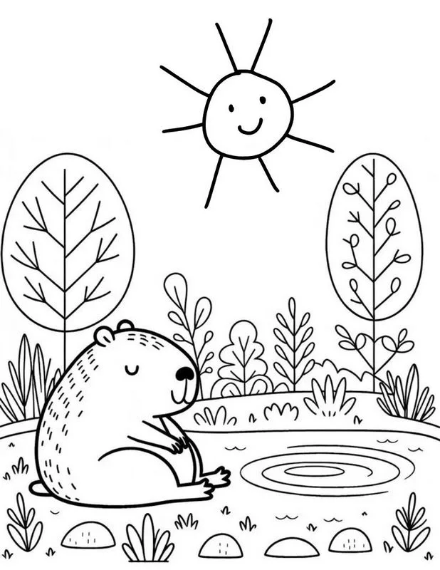 Tranh tô màu Capybara vui nhộn 37