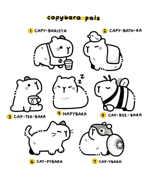 Tranh tô màu Capybara chibi số 11