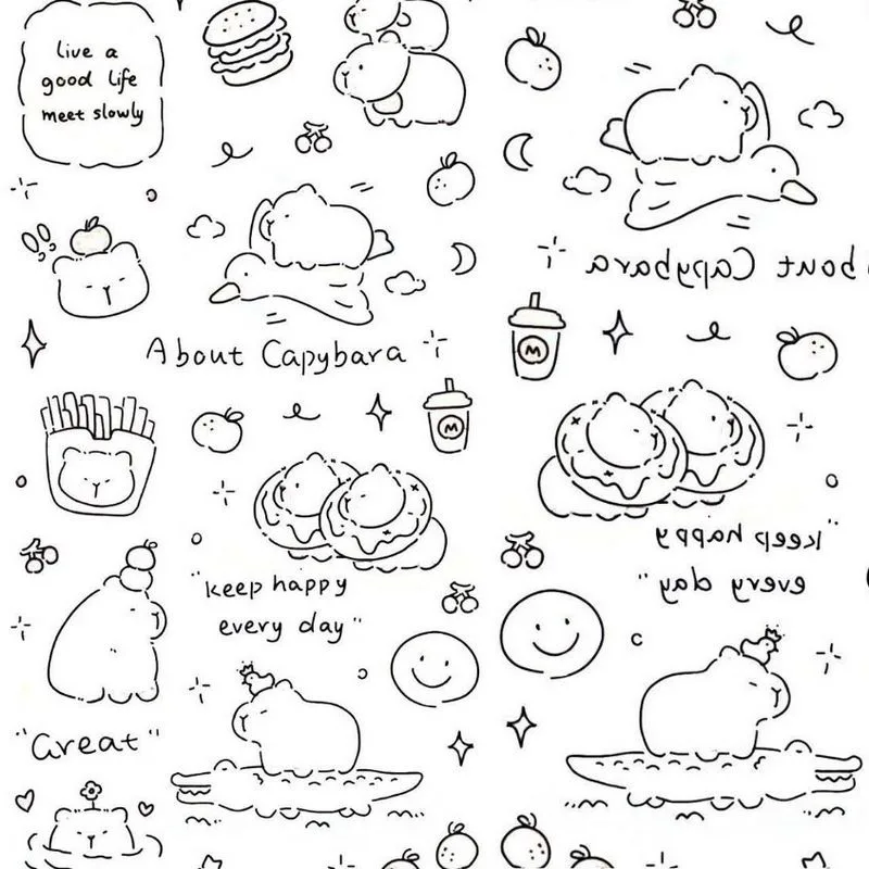 Tranh tô màu Capybara chibi số 3