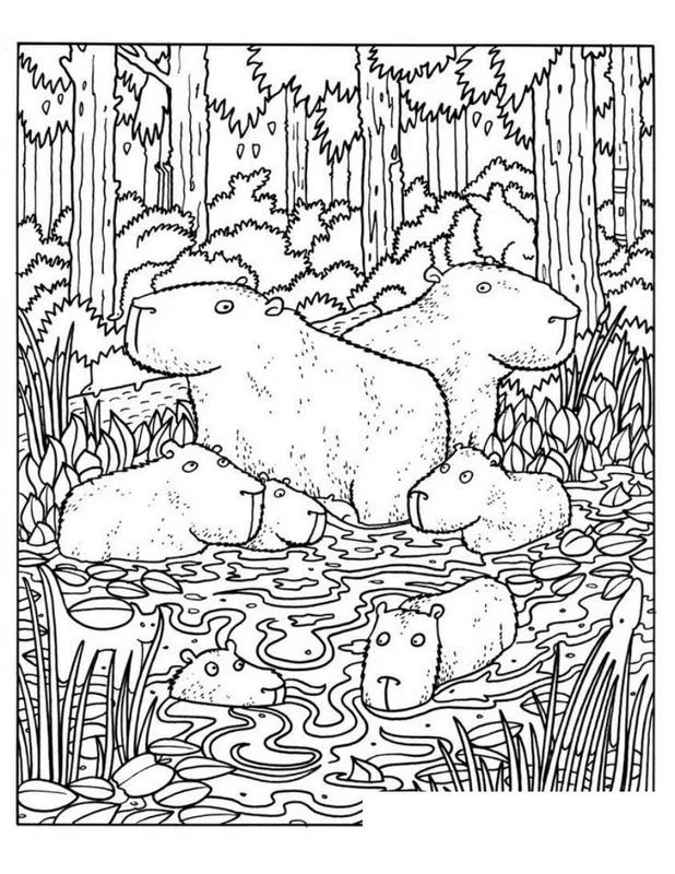 Tranh tô màu Capybara vui nhộn 22