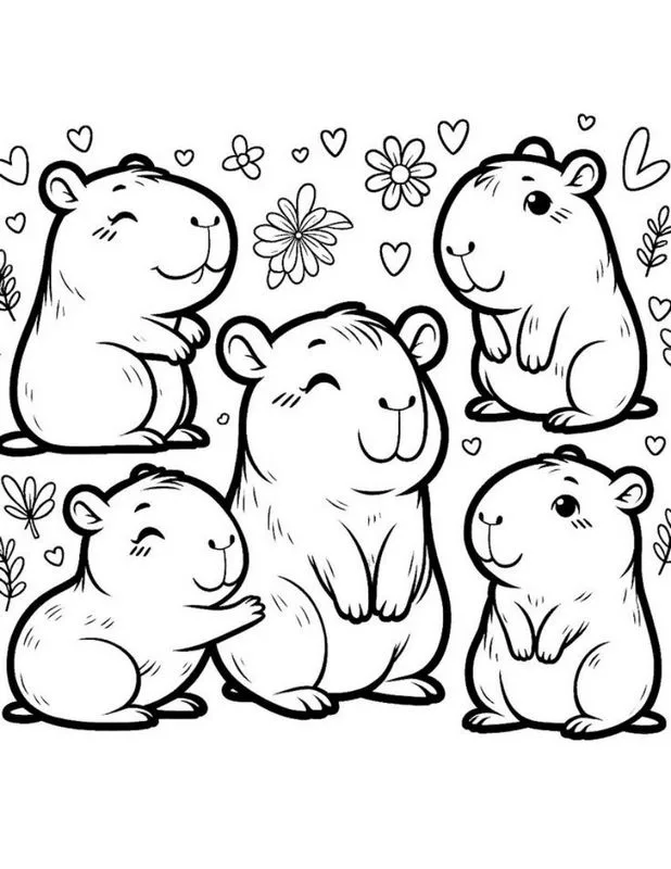 Tranh tô màu Capybara vui nhộn 38