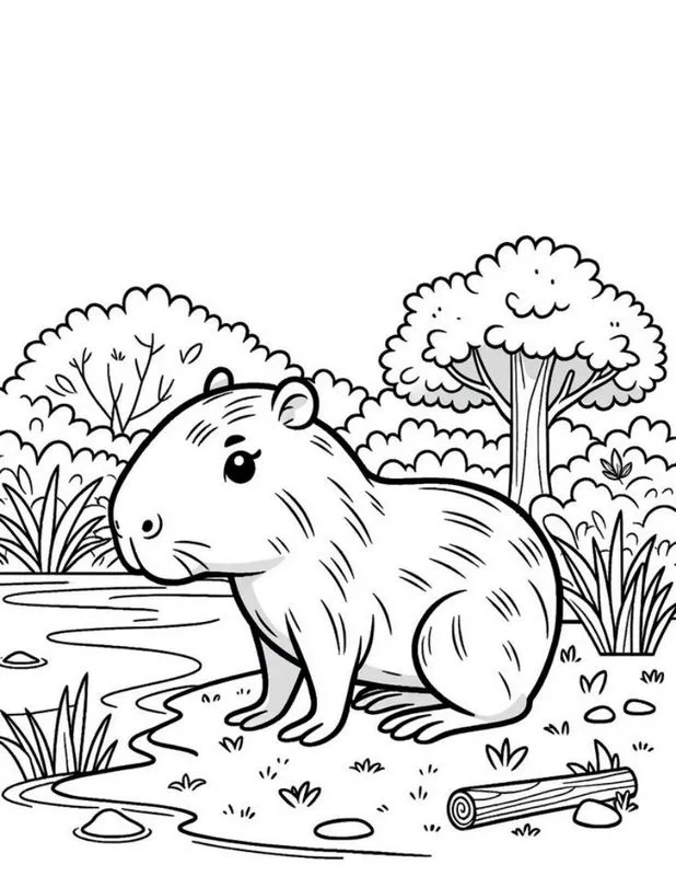 Tranh tô màu Capybara vui nhộn 40