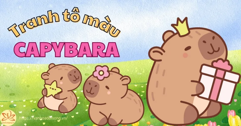Bộ 100+ tranh tô màu Capybara cho bé đẹp, dễ thương, hot nhất 2025